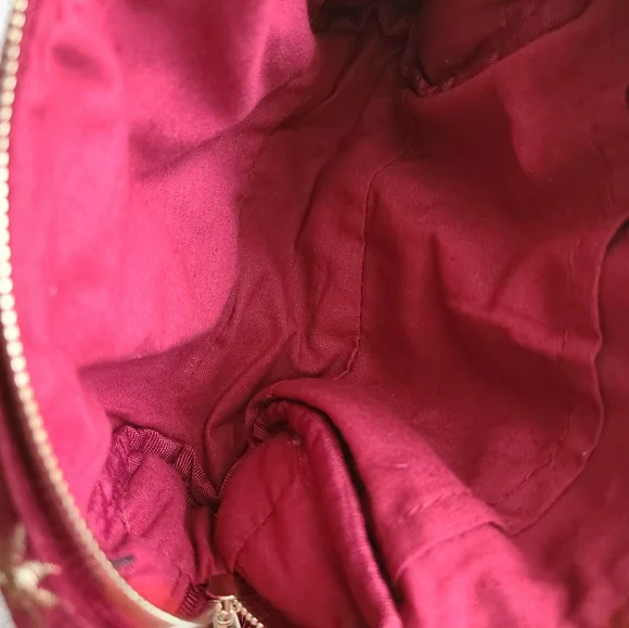 Sezane Red Velvet Pouch with Gold Embroidery - Picture 3 of 3